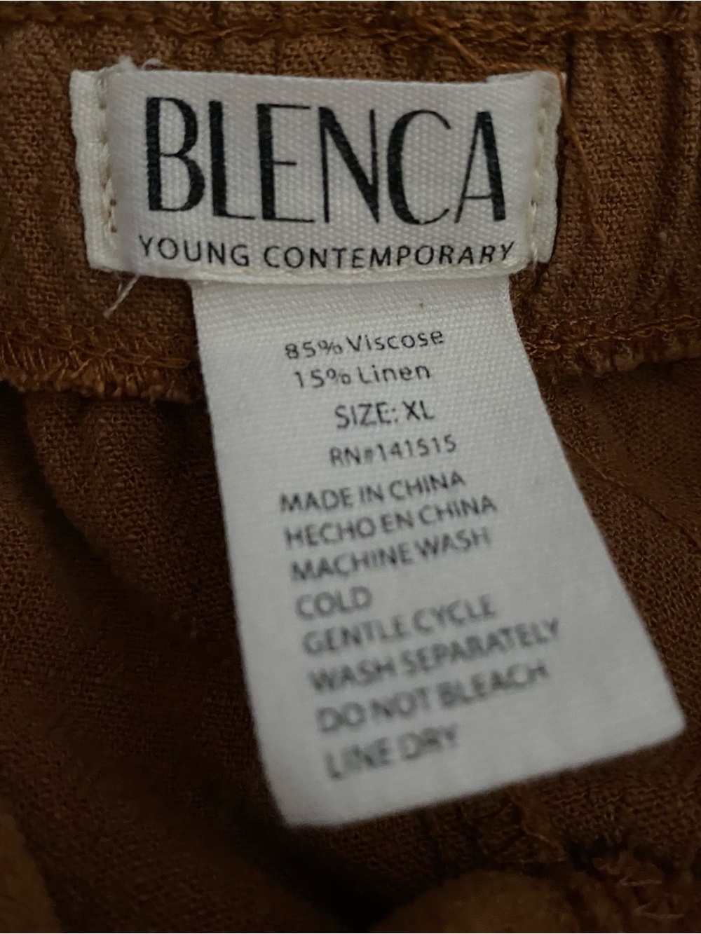 Blenca Viscose Linen Blend Wide-Leg Pants Sz XL Brown Flowy Minimalist Vacation - Picture 6 of 6